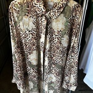 Chico's Leopard Floral Blouse - Brown and Green